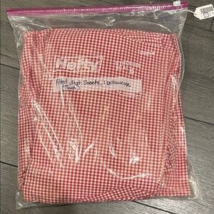 POTTERY BARN KIDS~EUC~Red Gingham Twin Sheet Set (flat/fitted/pillowcase)